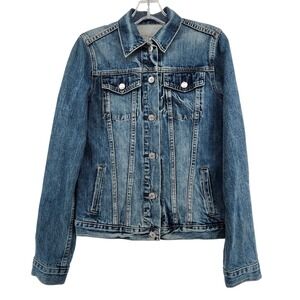 Gap Small Tall Blue Denim Jacket 1969 Classic Trucker Jean Coat Casual Work VTG